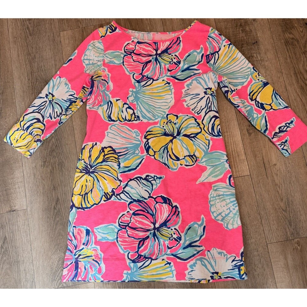 Lilly Pulitzer Swept by the Tides Marlowe Pink Puma Cotton Dress Large